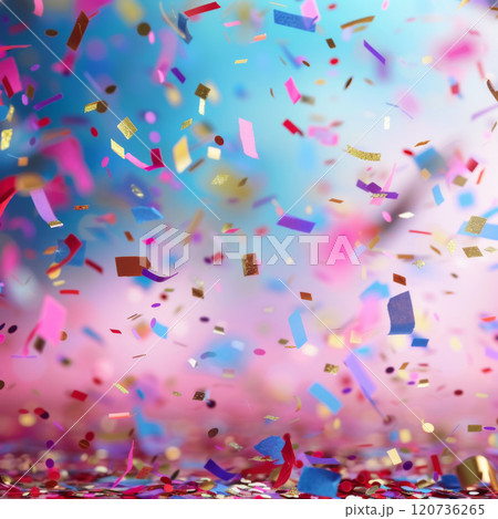 Confetti Raining Down on a Colorful Background 120736265