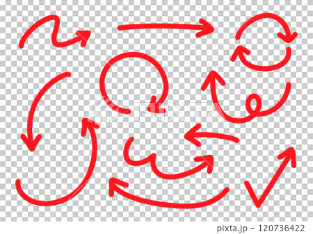 Simple pen hand-drawn arrow set vector red 120736422