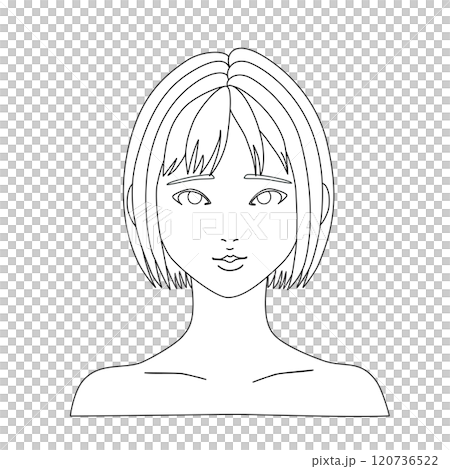 Illustration model of a hanger mannequin of a woman with a bob cut looking up in monochrome 120736522