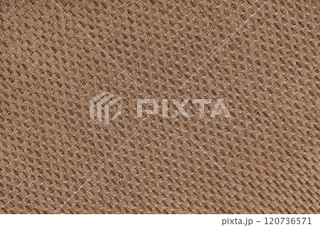 Texture of brown jacquard fabric of diagonal rough weave cloth structure macro background 120736571