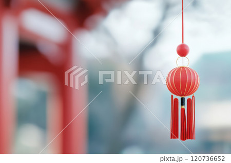 Red lantern decoration symbolizes Lunar New Year celebrations 120736652