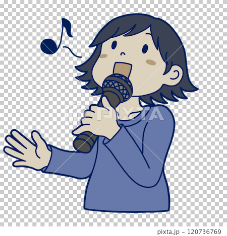 カラオケで歌を歌う女の人 120736769