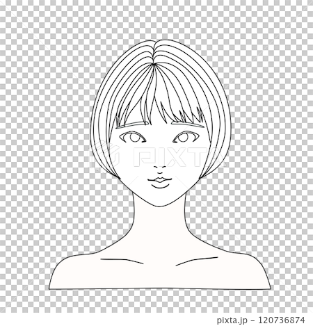 Illustration model of a hanger mannequin of a woman with short bob looking up in monochrome 120736874