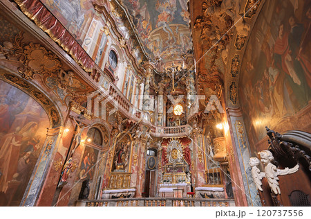 Interior of Asam Church or St. Johann Nepomuk or Asamkirche is a baroque church in Munich city, southern Germany Interior of Asam Church or St. Johann Nepomuk or Asamkirche is a baroque church in Munich city, southern Germany 120737556