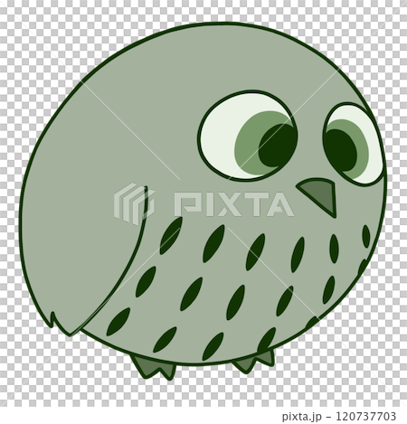 シンプルでかわいい緑のフクロウのイラスト シンプルでかわいい緑のフクロウのイラスト 120737703