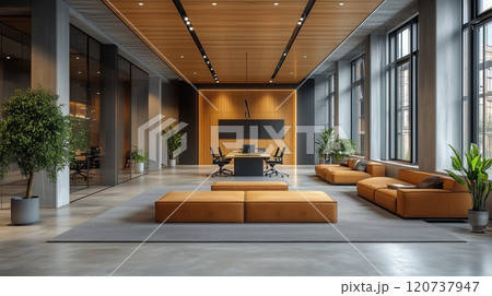 Modern Office Interior Design with Natural Elements 120737947