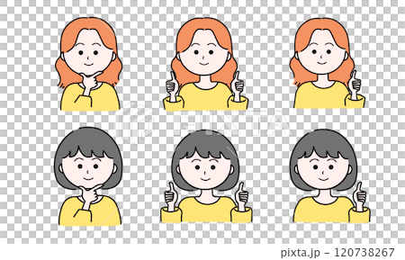 女性イラストセット／グッド／親指を立てる 120738267