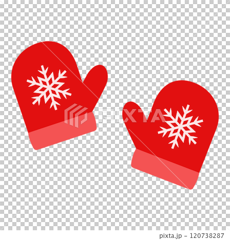 雪の結晶柄の赤い手袋のベクターイラスト素材 120738287