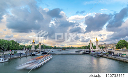 Bridge of Alexandre III spanning the river Seine timelapse hyperlapse. Paris. France. Bridge of Alexandre III spanning the river Seine timelapse hyperlapse. Paris. France. 120738535