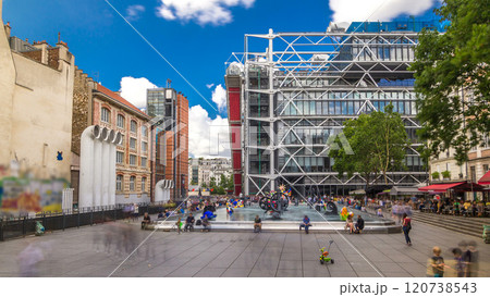 Fountain at Centre Pompidou timelapse hyperlapse, National Modern Art Museum. Paris, France Fountain at Centre Pompidou timelapse hyperlapse, National Modern Art Museum. Paris, France 120738543