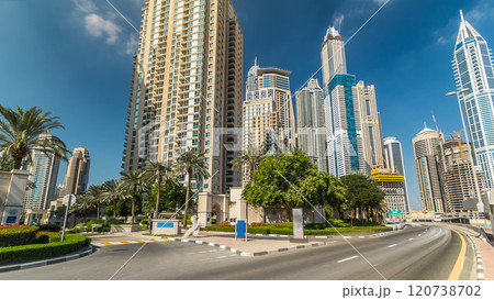 Dubai Marina tallest towers in Dubai timelapse hyperlapse 120738702