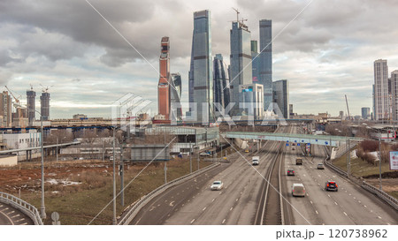 Moscow City business center skyscrapers office buildings and luxury apartments timelapse hyperlapse. Moscow City business center skyscrapers office buildings and luxury apartments timelapse hyperlapse. 120738962