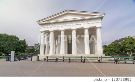View of the temple Theseus timelapse hyperlapse and historic park Volksgarten with its old rosarium in Vienna in Austria View of the temple Theseus timelapse hyperlapse and historic park Volksgarten with its old rosarium in Vienna in Austria 120738993