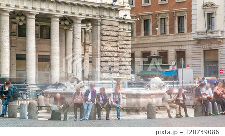 Tourists on fountain in Piazza Colonna timelapse near Galleria Alberto Sordi in Rome Tourists on fountain in Piazza Colonna timelapse near Galleria Alberto Sordi in Rome 120739086