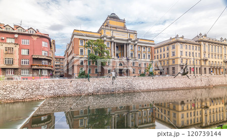 The Rectorate and Law School Building in Sarajevo timelapse hyperlapse 120739144