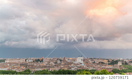 Panoramic view of historic center timelapse of Rome, Italy 120739171
