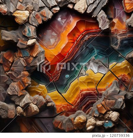 Mineral formations in geological structures 120739336