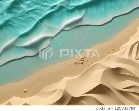 Top view of beach and sea background. Generative AI Top view of beach and sea background. Generative AI 120739704