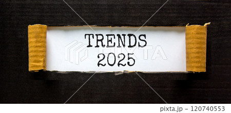 Planning trends 2025 new year symbol. Concept words Trends 2025 on beautiful white paper. Beautiful black paper background. Business trends 2025 new year concept. Copy space. Planning trends 2025 new year symbol. Concept words Trends 2025 on beautiful white paper. Beautiful black paper background. Business trends 2025 new year concept. Copy space. 120740553