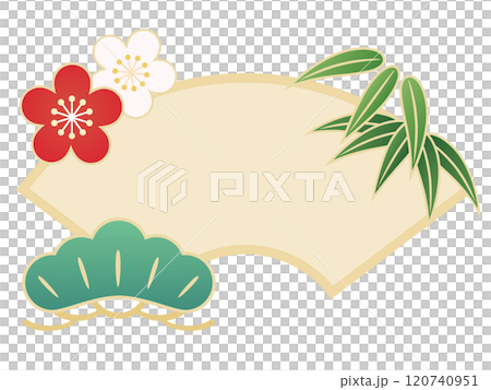 松竹梅と金色の扇のイラスト 松竹梅と金色の扇のイラスト 120740951