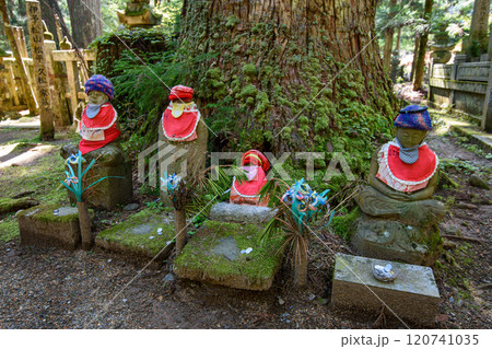 Shingon Buddhist monuments in the Okunoin cemetery in Mount Koya in Wakayama, Japan 120741035