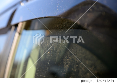 花粉で汚れた車の窓ガラス 120741214