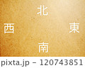 明るい板に書かれた東西南北の白い文字 120743851