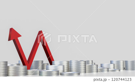 The red arrow and coins for Business concept 3d rendering. 120744123
