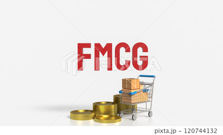 The FMCG text and shopping cart for Business concept 3d rendering. The FMCG text and shopping cart for Business concept 3d rendering. 120744132