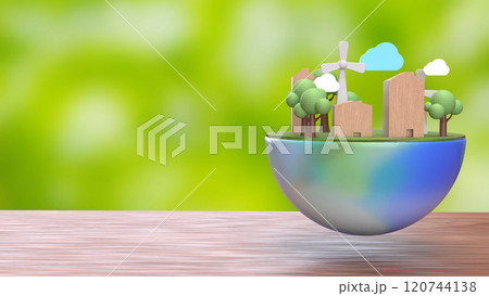 The environment on half earth for eco concept 3d rendering. 120744138