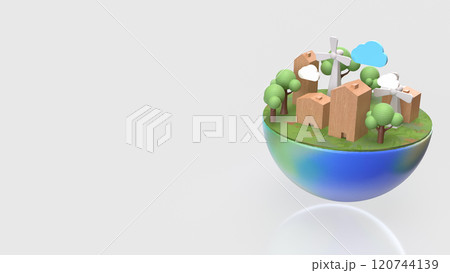 The environment on half earth for eco concept 3d rendering. 120744139