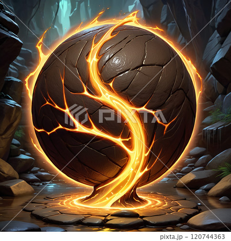 地上 溶岩 マグマ 120744363