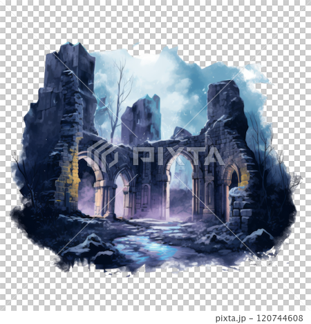 Ruins of a Stone Archway in a Misty Landscape Ruins of a Stone Archway in a Misty Landscape 120744608