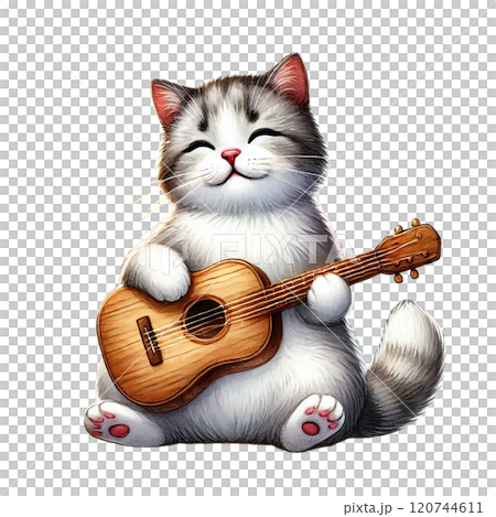 ウクレレを弾く猫 120744611
