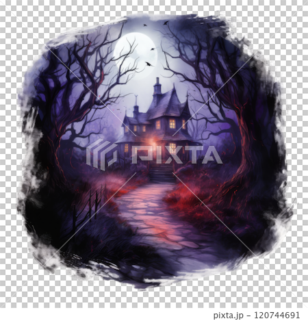 A Haunted House in the Woods Under a Full Moon A Haunted House in the Woods Under a Full Moon 120744691