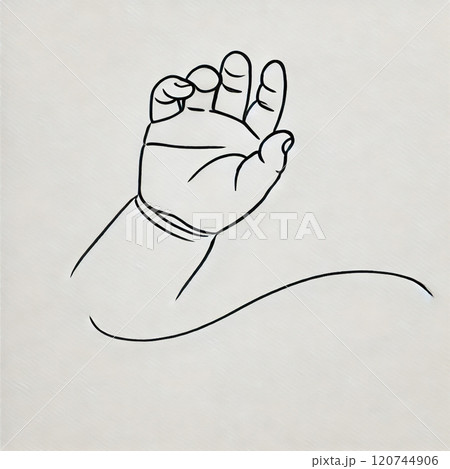 赤ちゃんの小さな手を描いたシンプルな線画 赤ちゃんの小さな手を描いたシンプルな線画 120744906