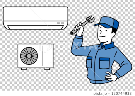 A repairman man solving an air conditioner problem 120744938