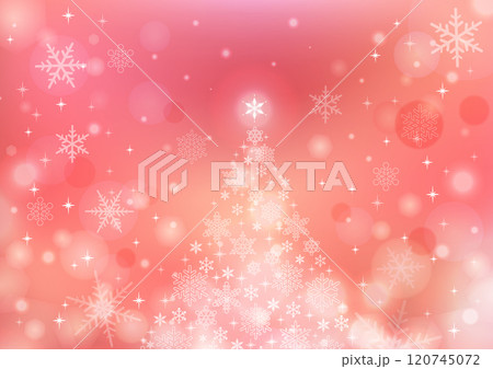 雪の結晶の可愛いクリスマスツリーの背景ピンク 120745072
