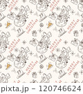 Christmas seamless contour illustration in the style of childrens doodles a Snowman in a top hat 120746624