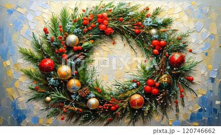 12月イラスト クリスマスリース 12月イラスト クリスマスリース 120746662