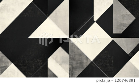 Abstract geometric monochrome pattern with textured triangles. 120746891