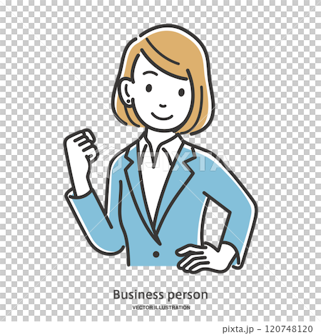 Illustration material of a businesswoman posing with a positive expression Illustration material of a businesswoman posing with a positive expression 120748120