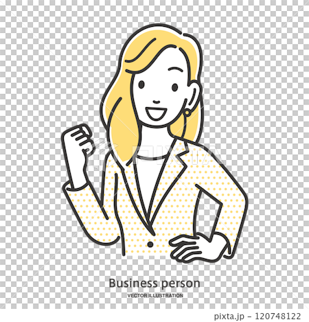 Illustration material of a businesswoman posing with a positive expression Illustration material of a businesswoman posing with a positive expression 120748122