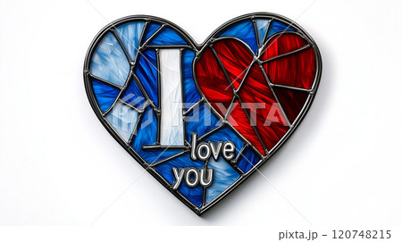 A Beautiful and Colorful Stained Glass Heart Design Featuring a Loving and Heartwarming Message 120748215