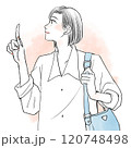 上を見て指をさすミドル女性 120748498