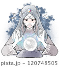 水晶に手をかざして驚く占い師の女性 120748505