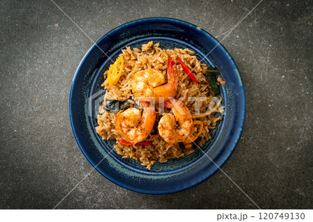 shrimps fried rice with herbs and spices shrimps fried rice with herbs and spices 120749130