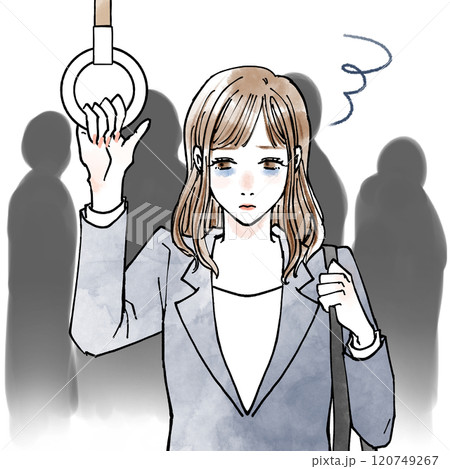 電車に乗る疲れた女性 電車に乗る疲れた女性 120749267