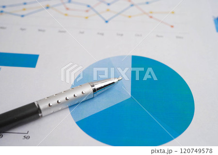 Pen on chart graph paper. Finance, account, statistic, investment data economy, stock exchange business. 120749578