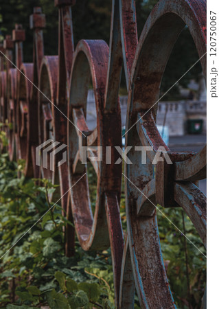 Old metal wrought iron fence in Fisherman's Bastion 120750067